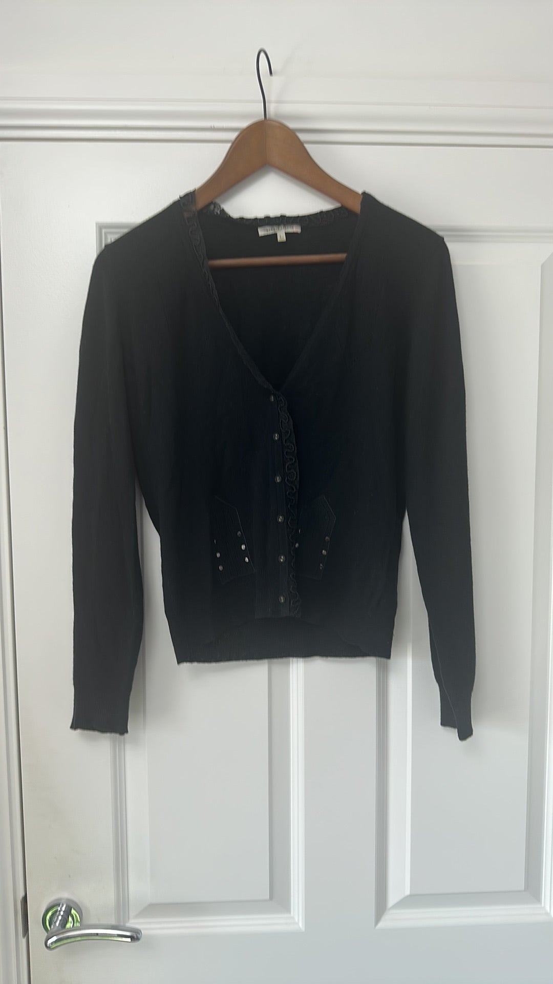 Armand Ventilo Beaded Trim Black Cardigan size Large
