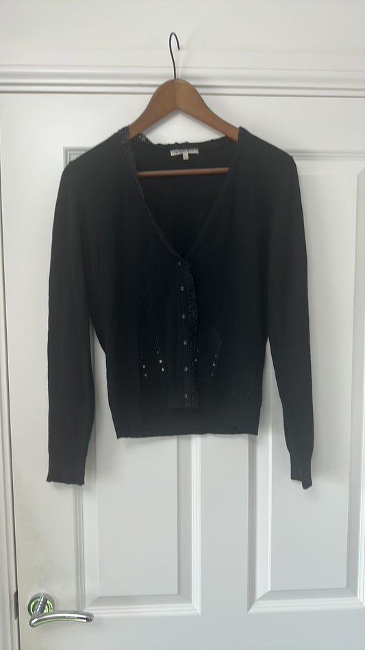 Armand Ventilo Beaded Trim Black Cardigan size Large