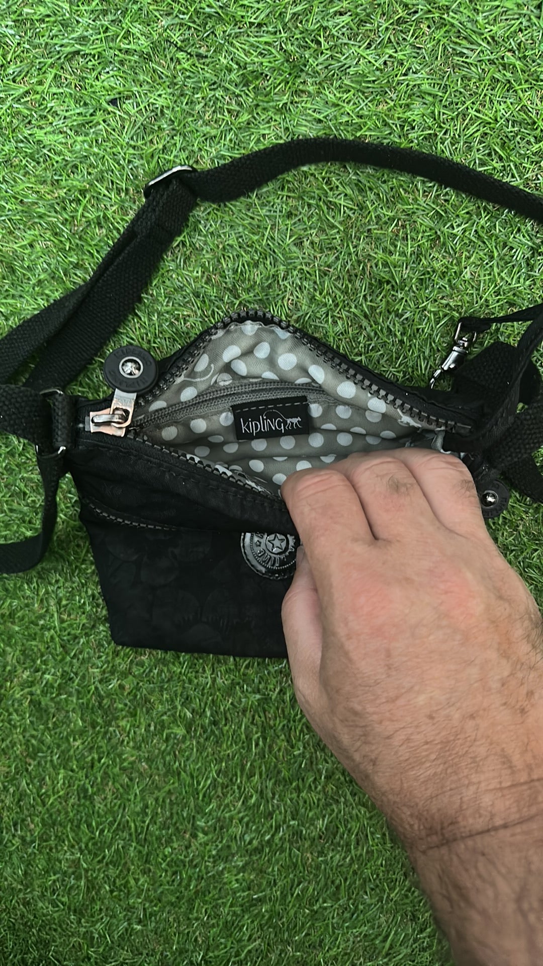 Kipling Black Floral Jacquard Crossbody Shoulder Bag