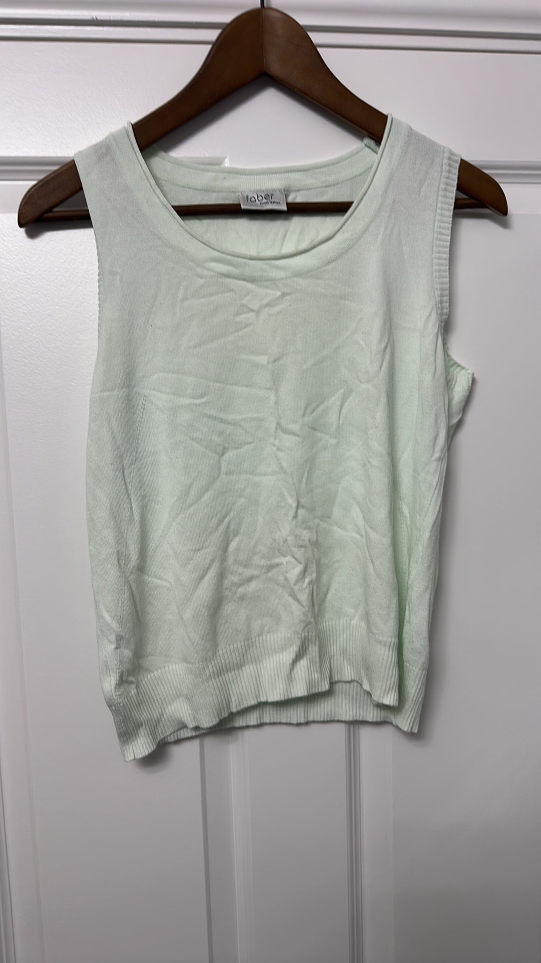 Vintage Faber Mint Green Sleeveless Knit Shell Top size 10