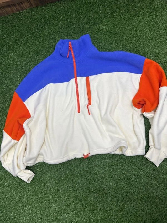 H&M Move blue white orange half zip fleece top Medium