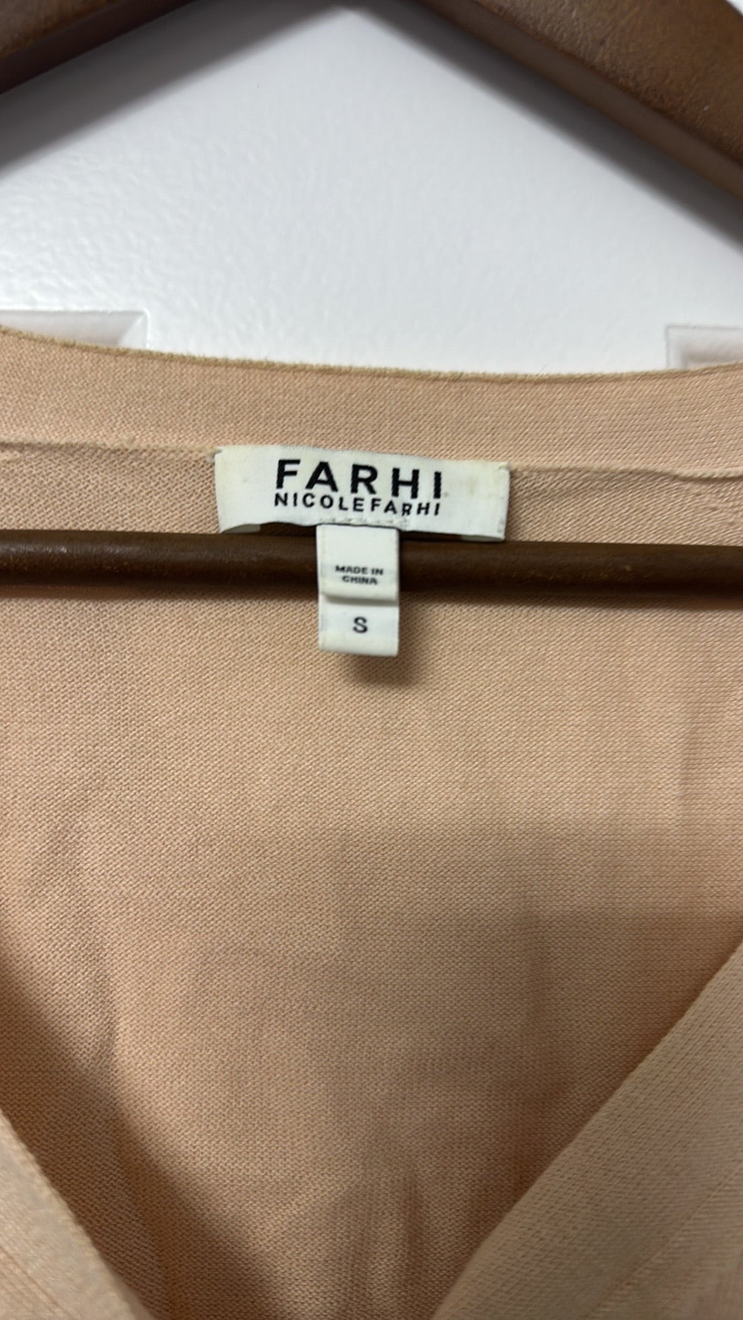 Nicole Farhi FARHI Peach V-Neck Cardigan with Pockets