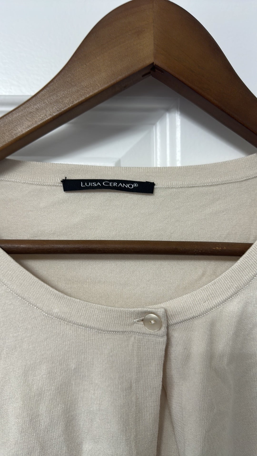 Luisa Cerano Cream Knit Cardigan with Front Pockets size 12