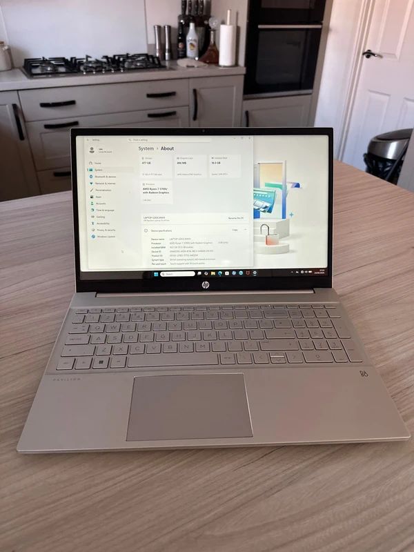 HP Pavilion Laptop 15-eh1xxx running Windows 11 with 16GB of RAM and an AMD Ryzen 7 5700U processor.