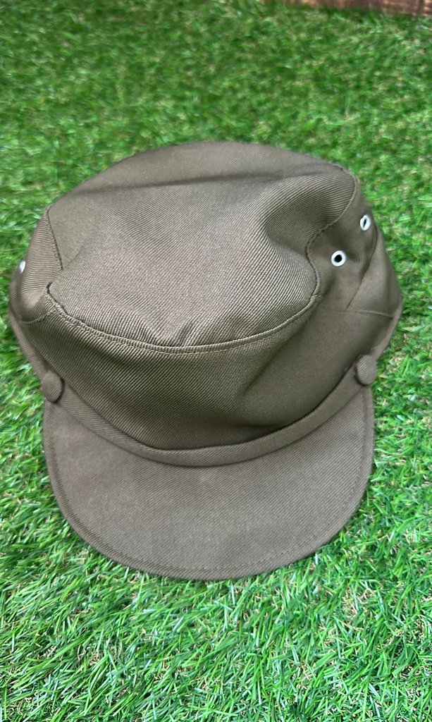 Vintage Olive Green Military-Style Field Cap with Vent Grommets