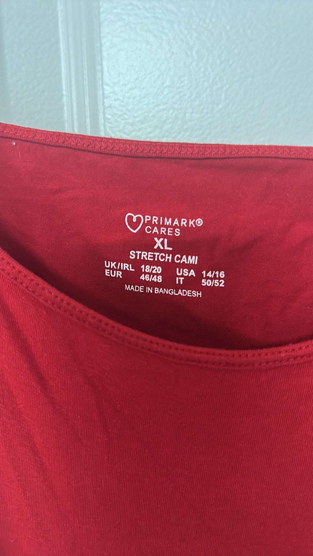 Primark Cares Red Stretch Cami Top - XL