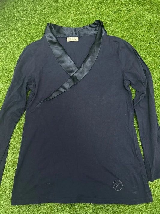 Medium Temperley London navy long sleeve Jersey wrap neck top