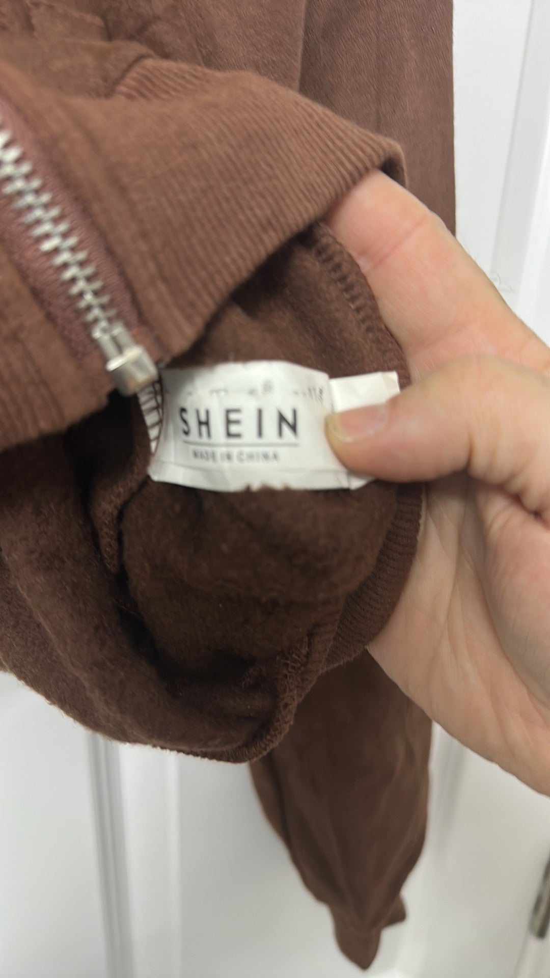 SHEIN Chocolate Brown Cropped Zip-Up Hoodie size Medium