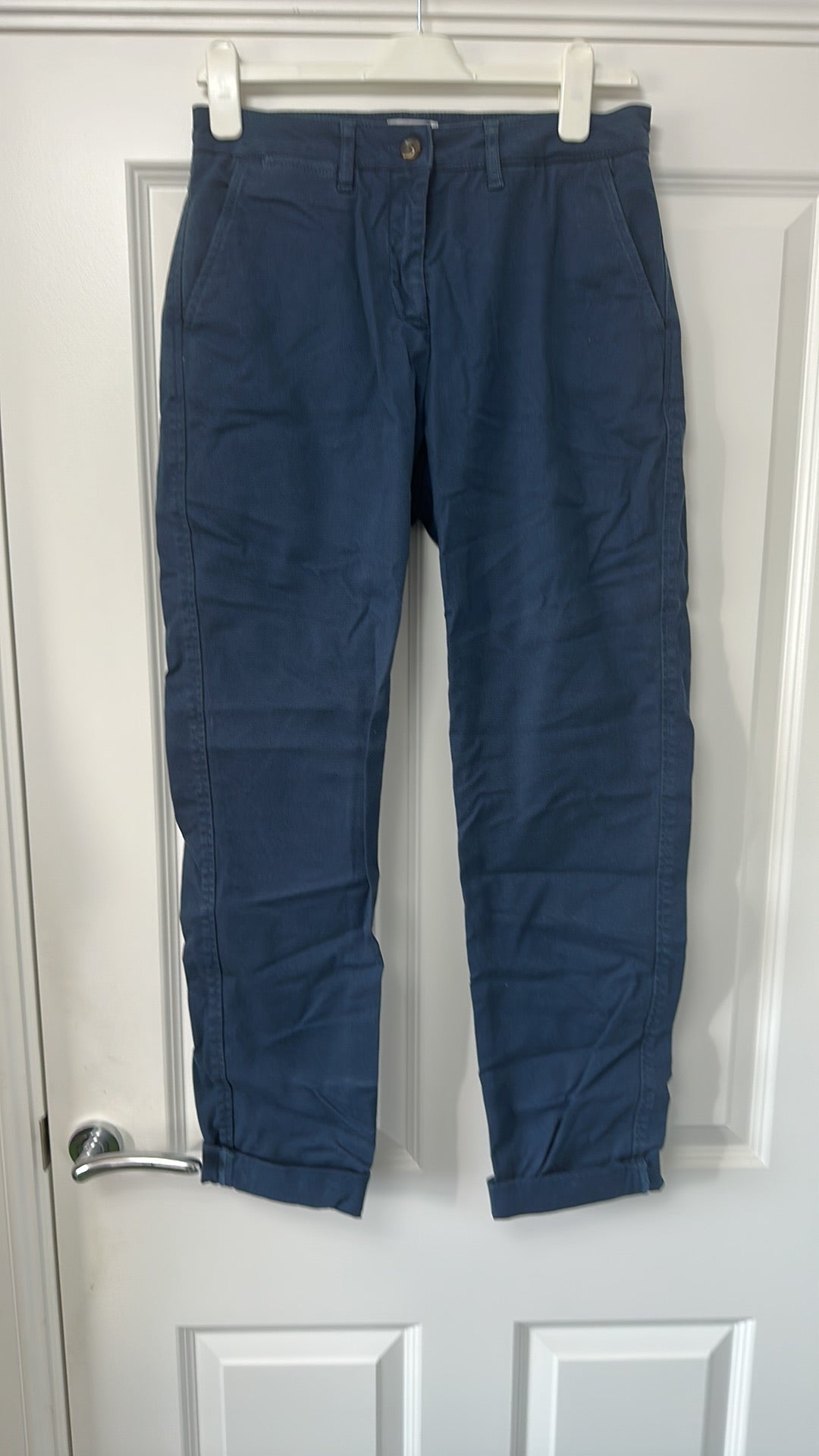 Jigsaw Women's Navy Blue Cotton Chino Trousers - UK 10