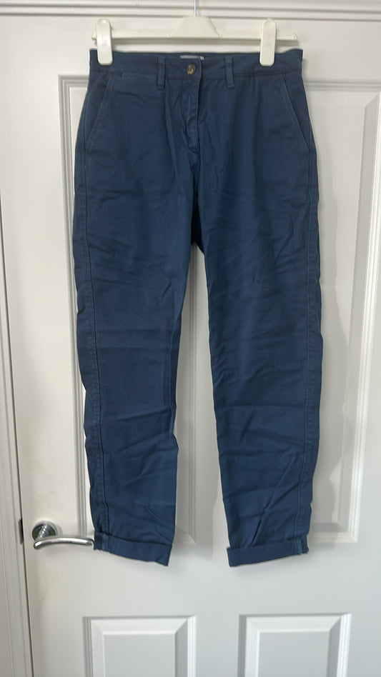 Jigsaw Women's Navy Blue Cotton Chino Trousers - UK 10