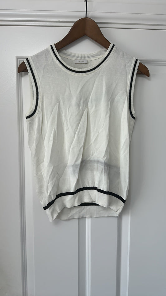 RIANI Ivory Fine Knit Shell Top with Contrast Tipping size 10