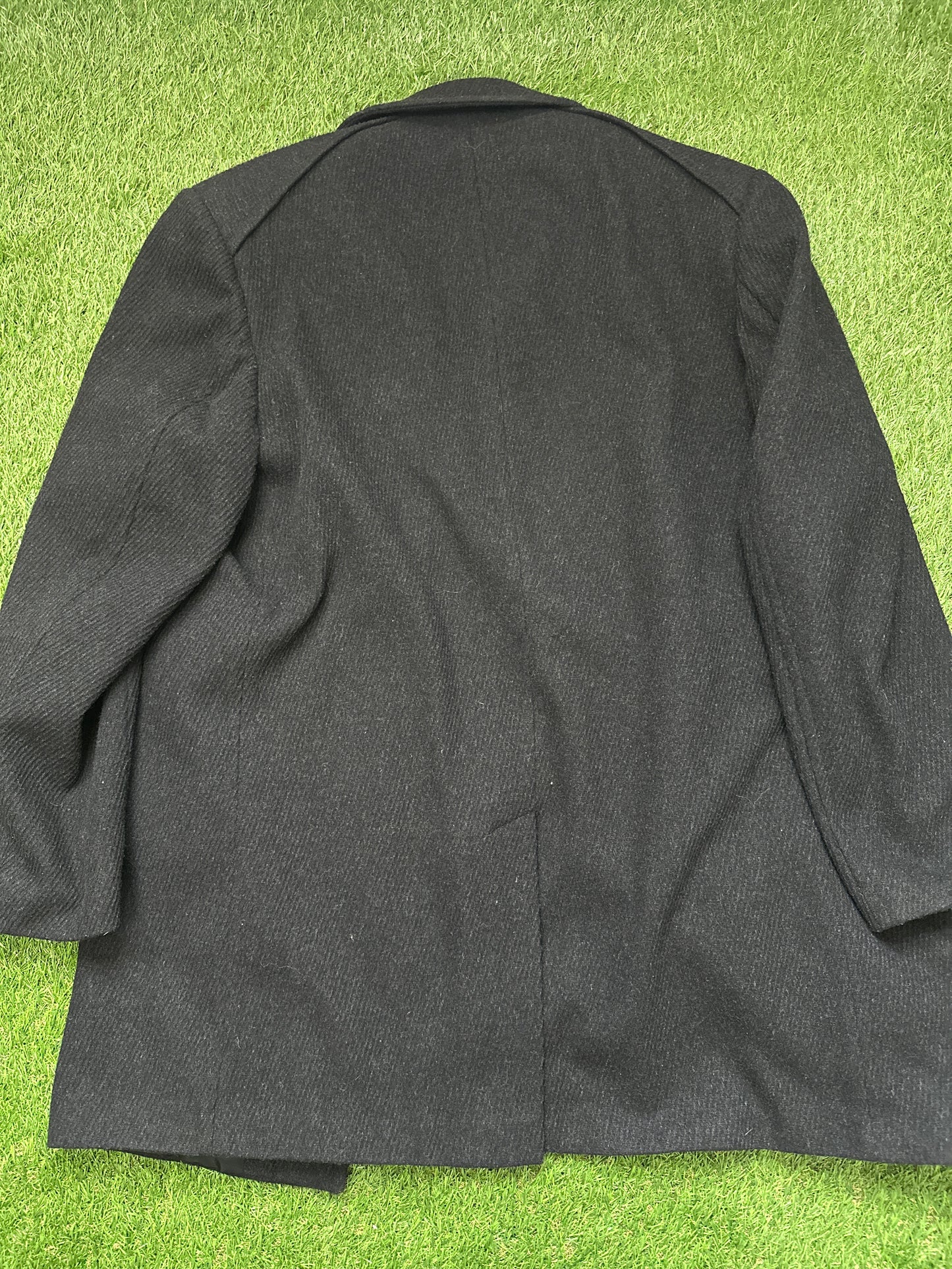 Men's Karl Jackson Black Wool & Cashmere Overcoat - Large