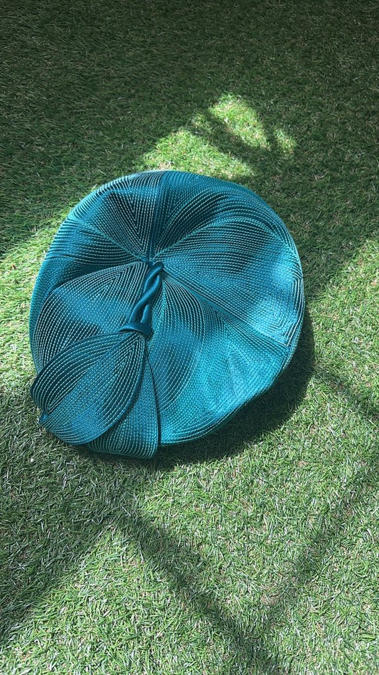 Vintage Mitzi Lorenz Teal Pleated Hat