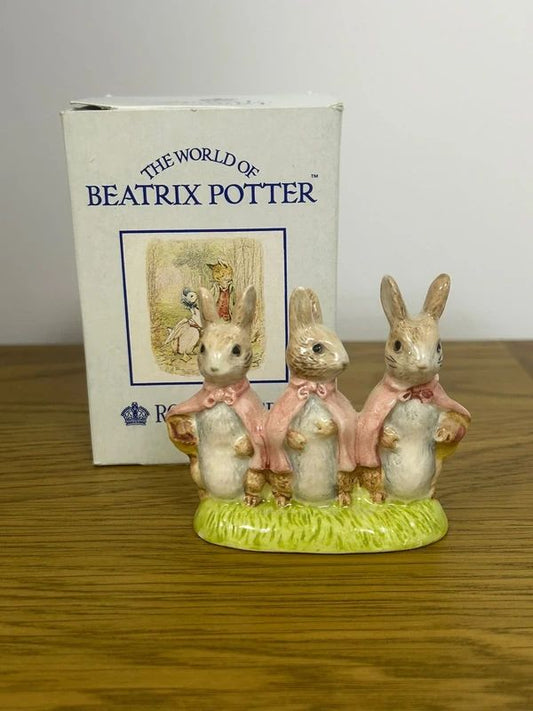 Royal Albert figurine of "Flopsy, Mopsy and Cottontail" Beatrix Potter collection with original box