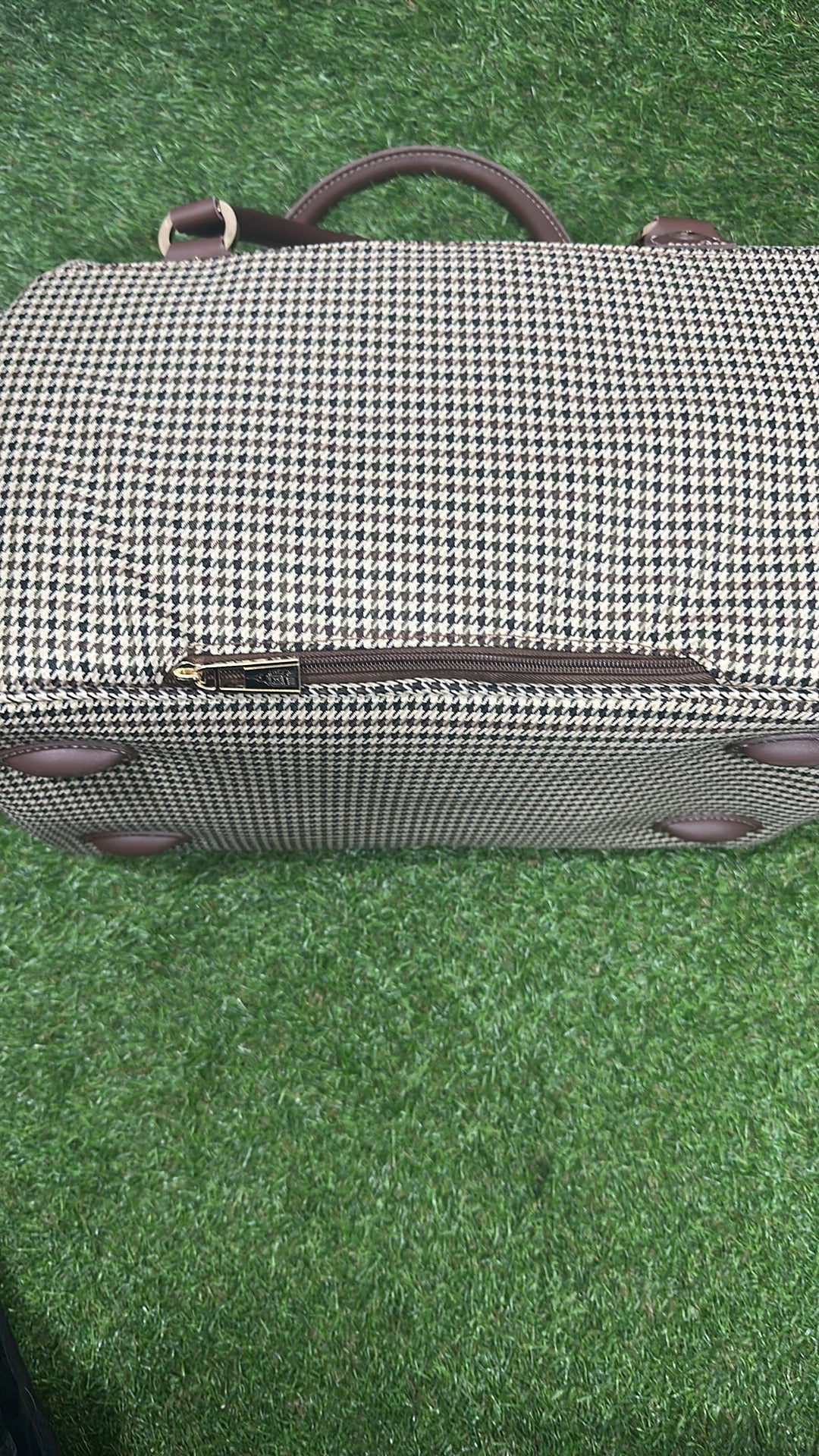 London Fog Vintage Style Houndstooth Weekender Travel Bag