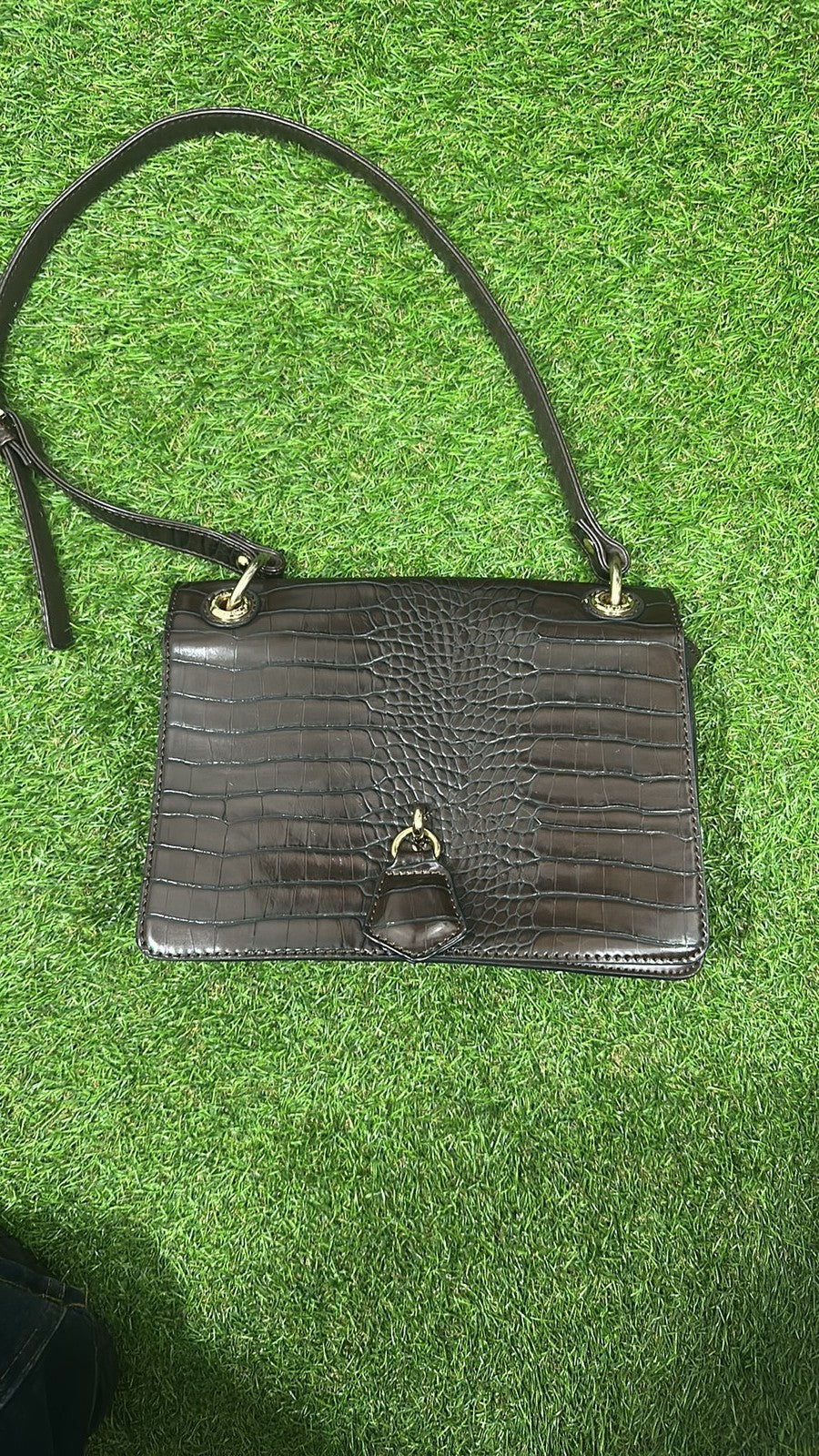 Jane Shilton Brown Croc-Effect Faux Leather Crossbody Bag
