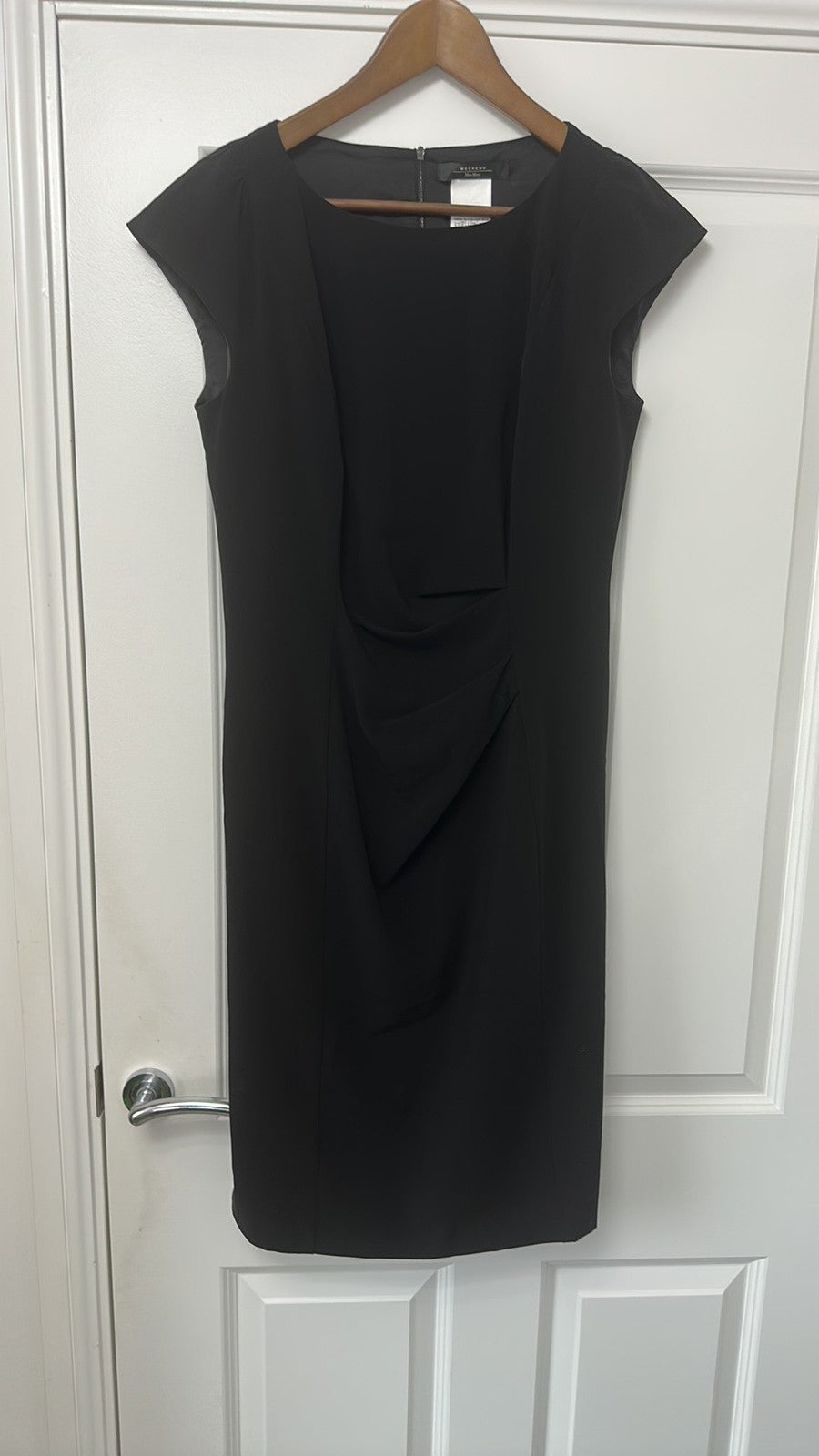 Weekend Max Mara Black Sleeveless Ruched Sheath Dress size 12