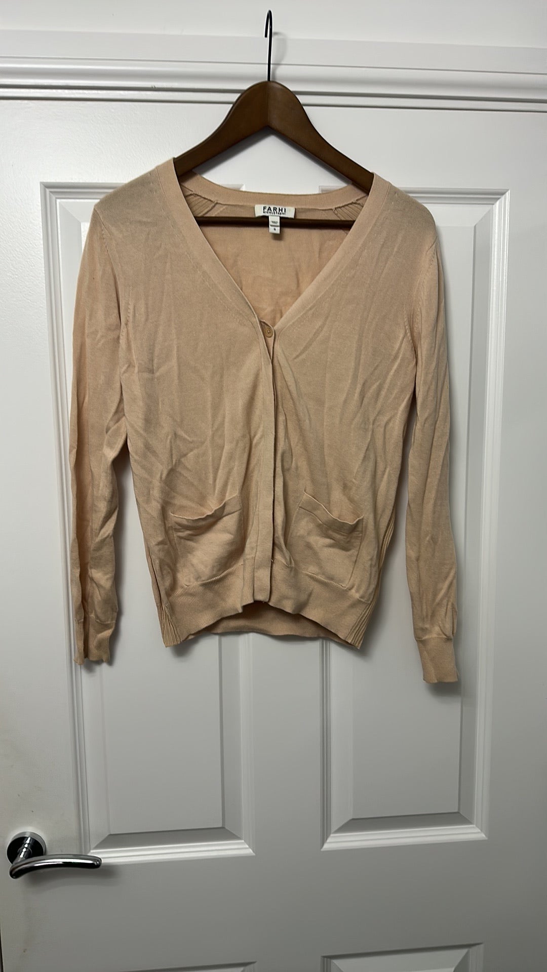 Nicole Farhi FARHI Peach V-Neck Cardigan with Pockets