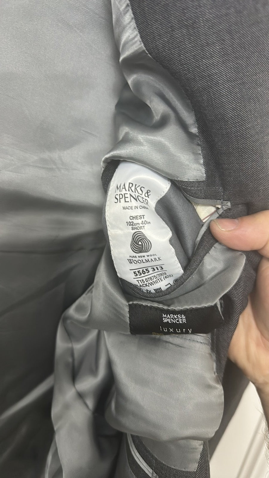 Marks & Spencer Luxury Pure New Wool Grey Suit Jacket 40S