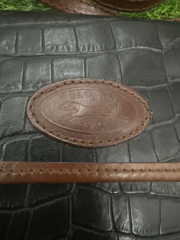 Vintage Ravasi Polo Bag black croc embossed leather crossbody bag