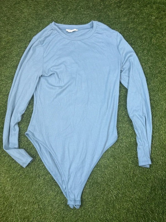 Primark Cares light blue ribbed long sleeve bodysuit L