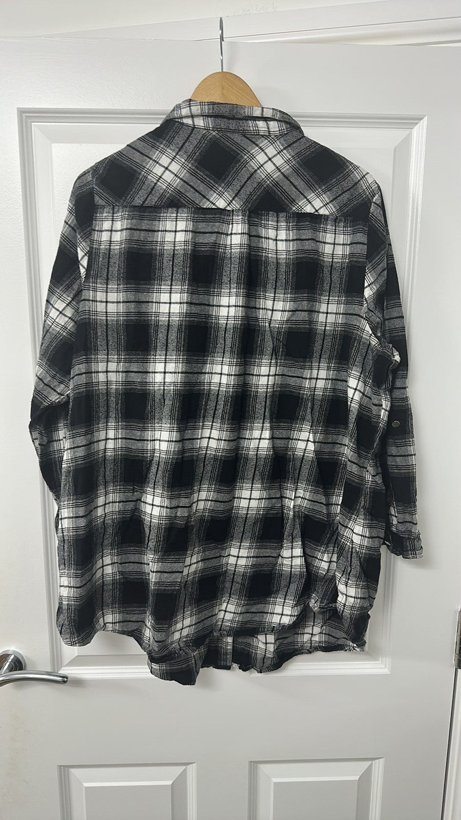 Yours Clothing Black and White Plaid Checked Flannel Shirt size 22