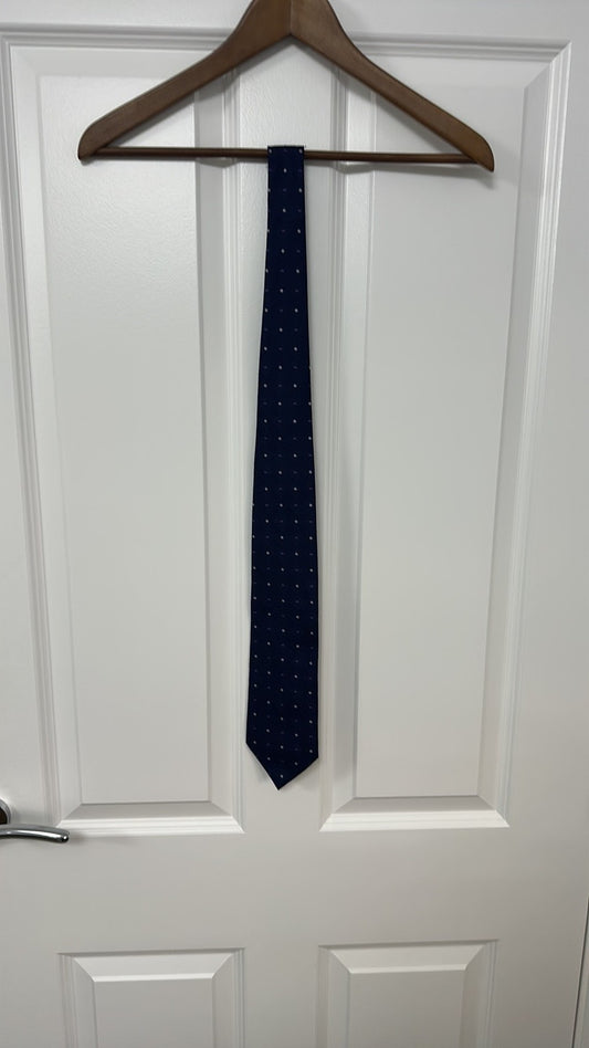 Marks & Spencer Navy Blue Textured Geometric Silk Blend Tie