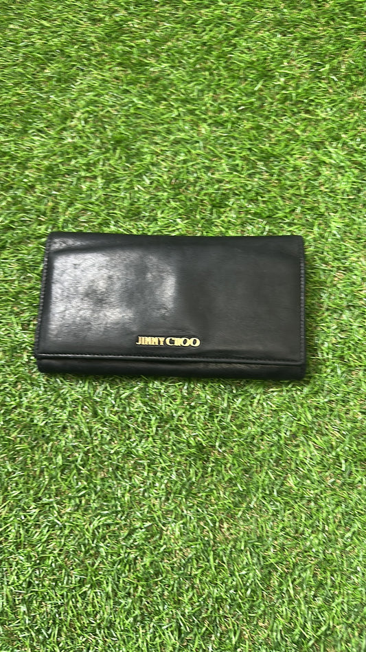 Authentic Jimmy Choo Black Leather Flap Wallet