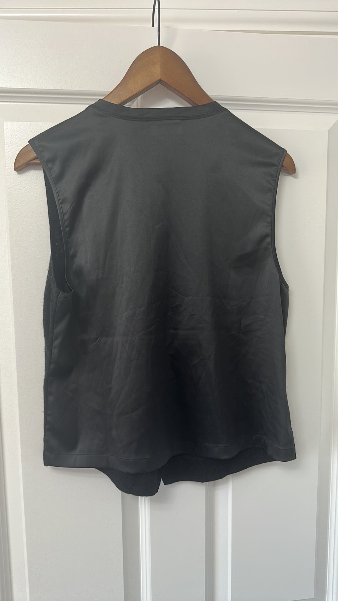 Basler Black Ruffle Trim V-Neck Cardigan Vest size 12
