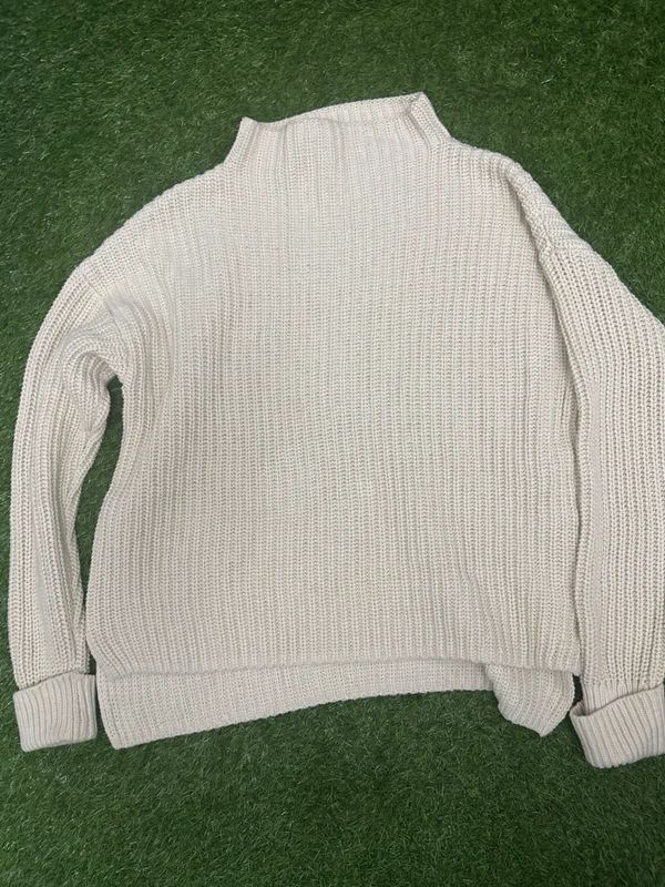 Selected cream rib knit high neck sweater size 10