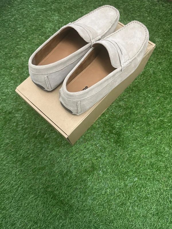 Dune Bradlay beige suede penny loafers size 8 / 42 - Brand New with Box