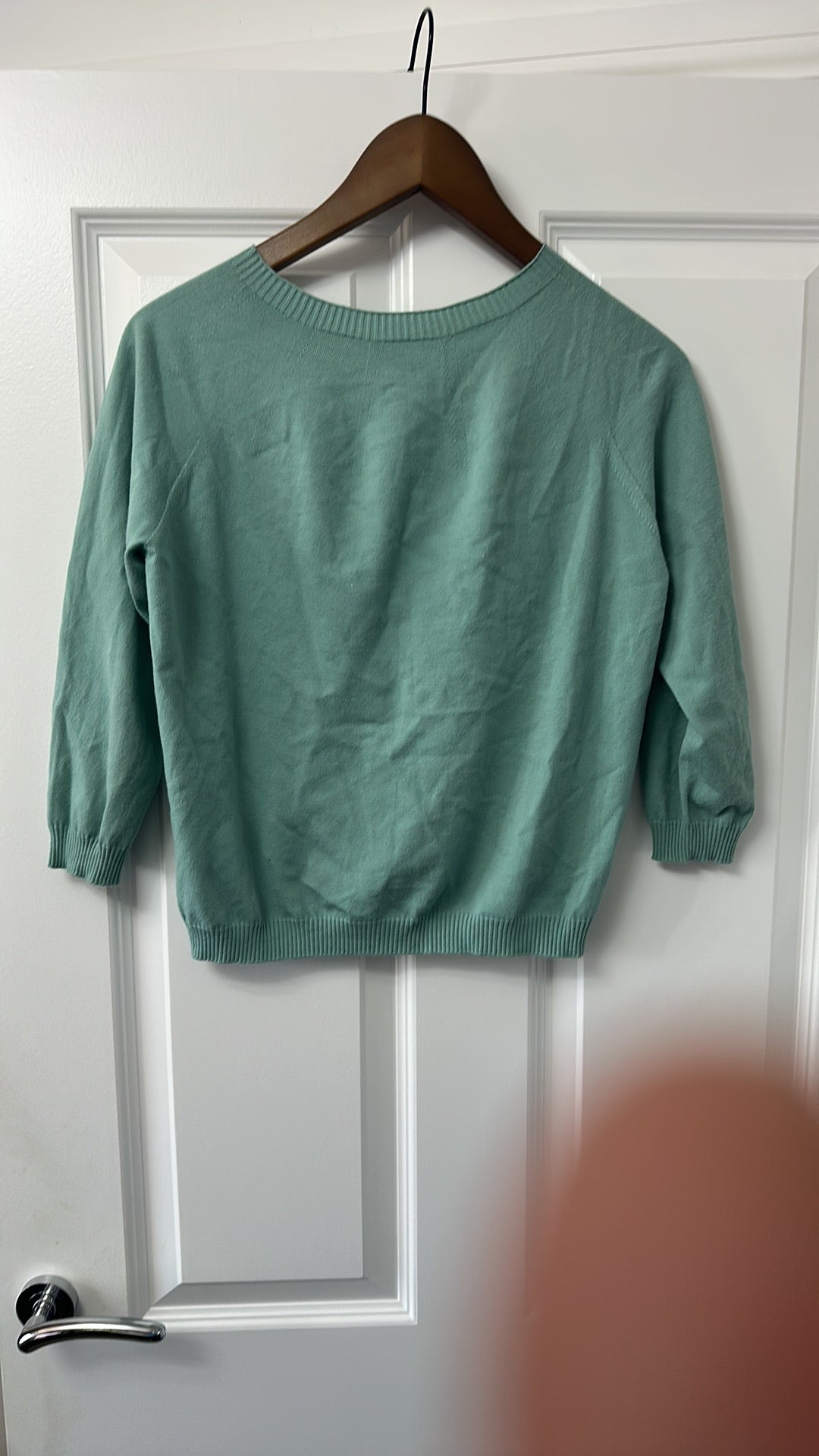 Vintage-Style Seafoam Green Cropped Cardigan size 12