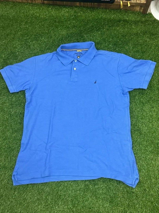 light blue Nautica short-sleeve polo with the sailboat logo on the chest. Medium