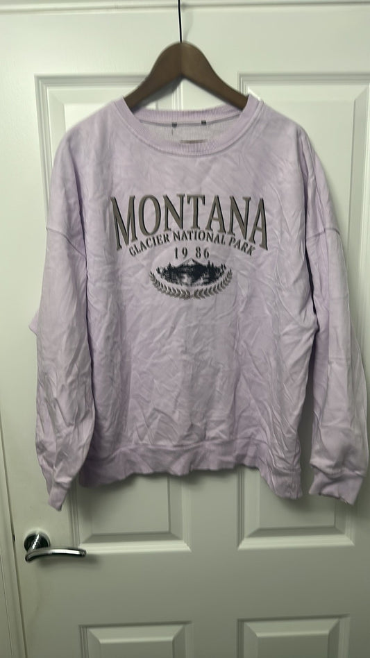 Vintage Style Montana Glacier National Park Lilac Sweatshirt 2XL