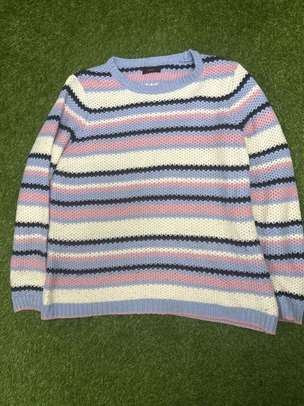 M&Co striped crew neck knit jumper size 12