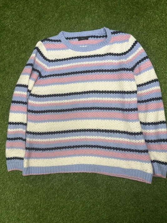 M&Co striped crew neck knit jumper size 12