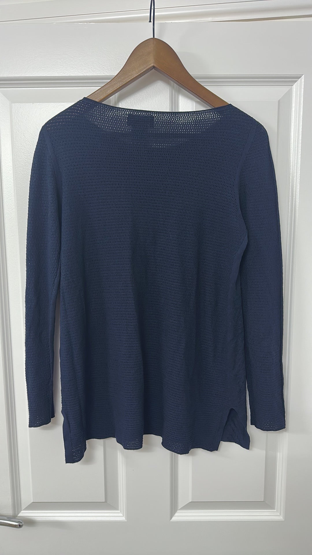 James Lakeland Navy Blue Long Sleeve Mesh Knit Top Made in Italy size small