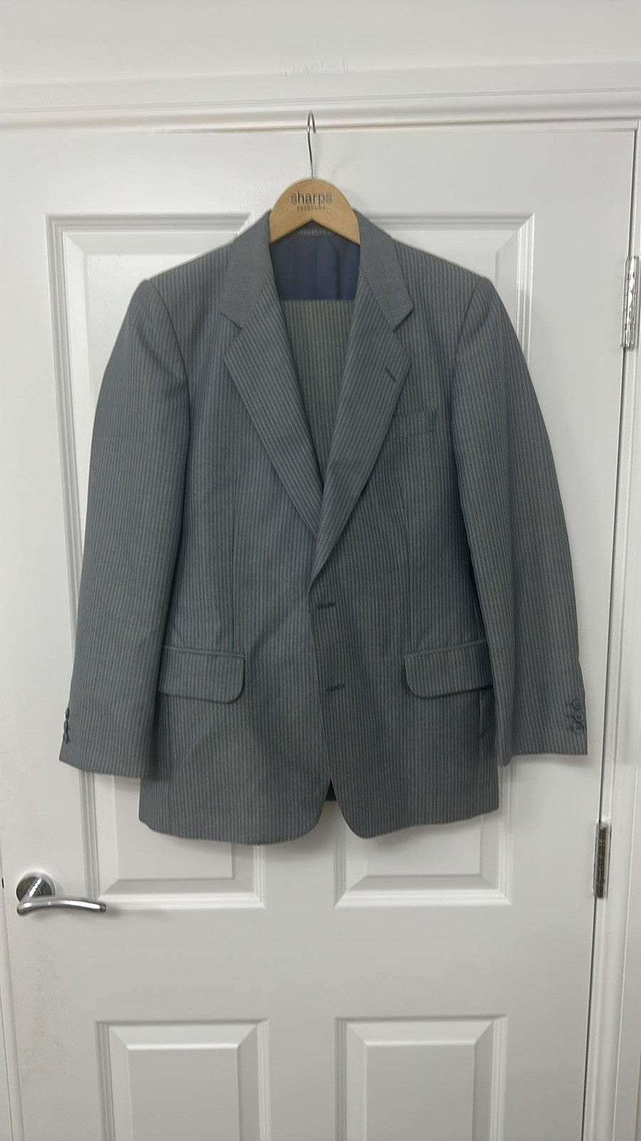 Vintage Ritex Swiss Made Grey Pinstripe Suit approx 38 inch chest approx waist32