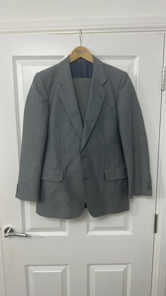 Vintage Ritex Swiss Made Grey Pinstripe Suit approx 38 inch chest approx waist32