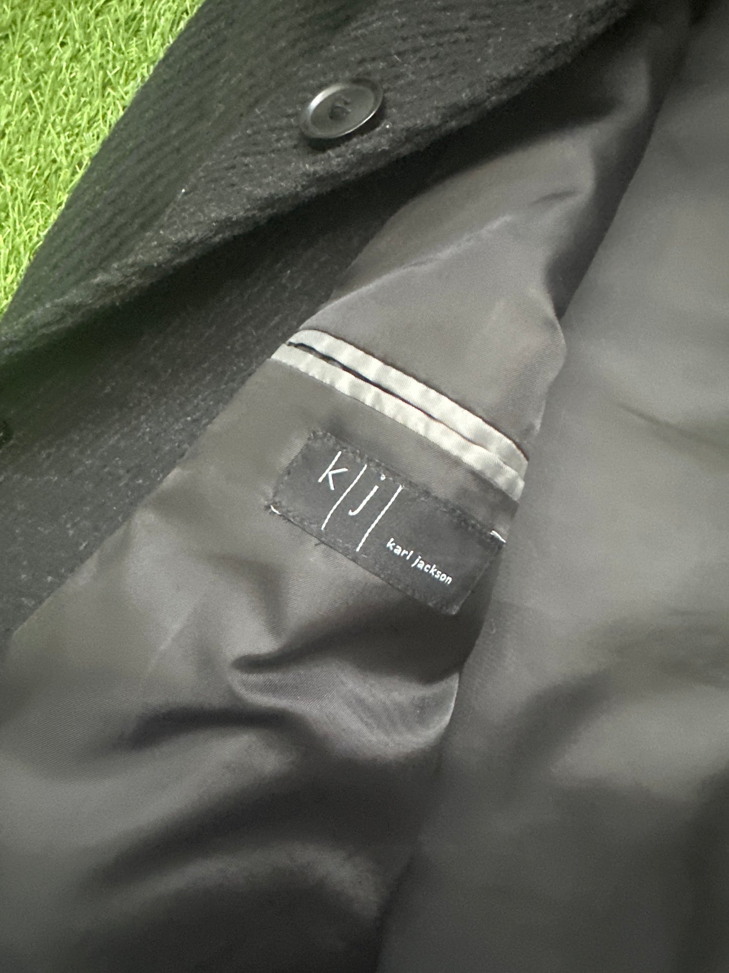 Men's Karl Jackson Black Wool & Cashmere Overcoat - Large