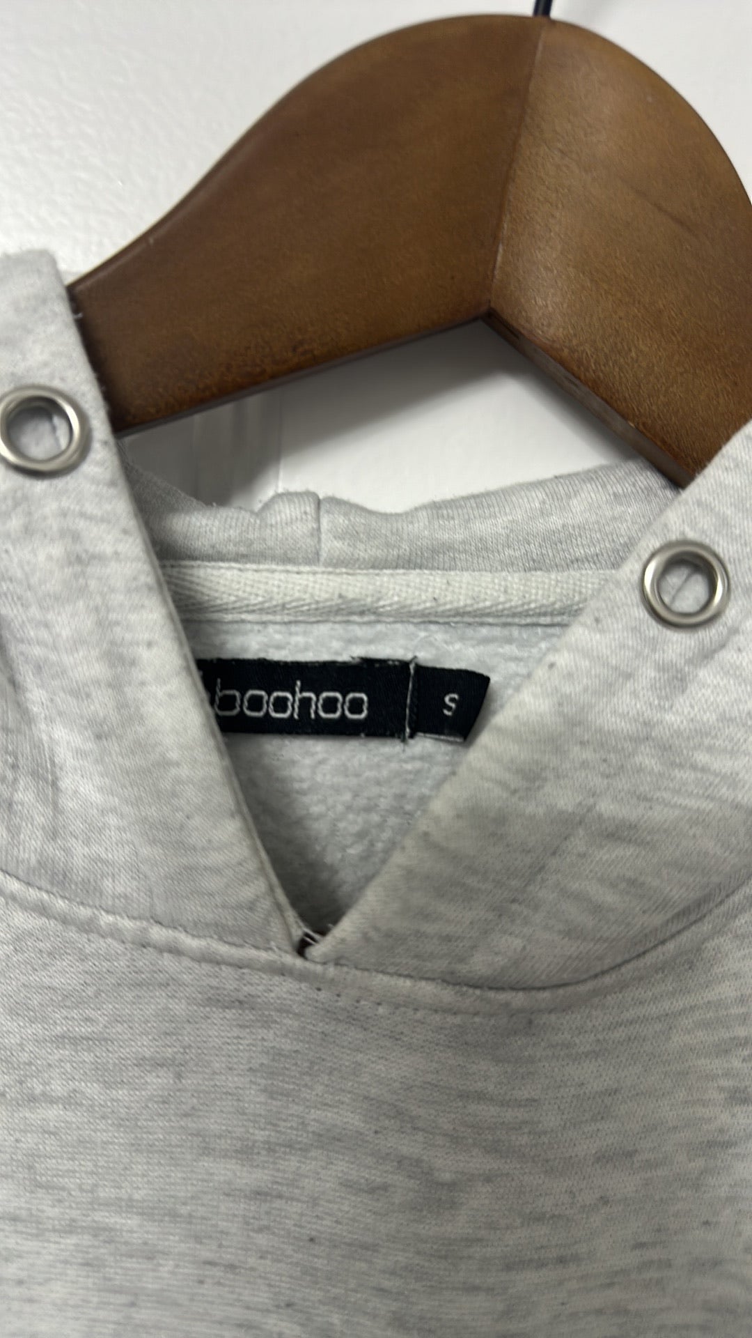 Boohoo Woman Slogan Hoodie in Heather Grey size Small