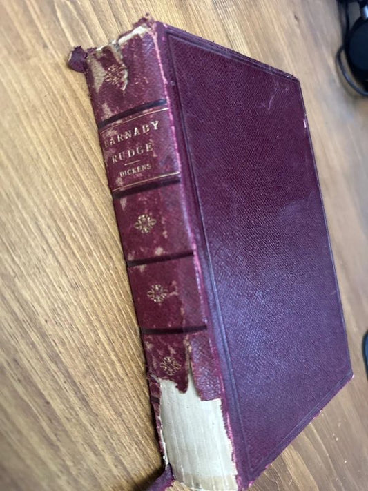 vintage, bound copy of Charles Dickens' novel Barnaby Rudge