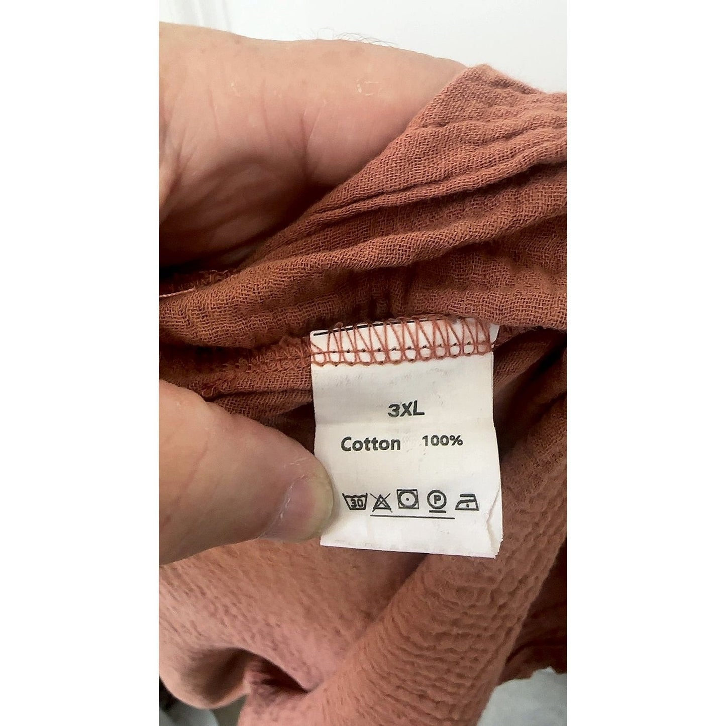 Rust Terracotta Double Gauze Cotton Oversized Tunic Top Size 3XL