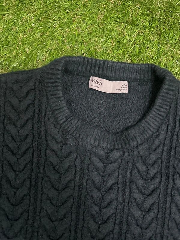 M&S black cable knit jumper 2XL fits more like an XL