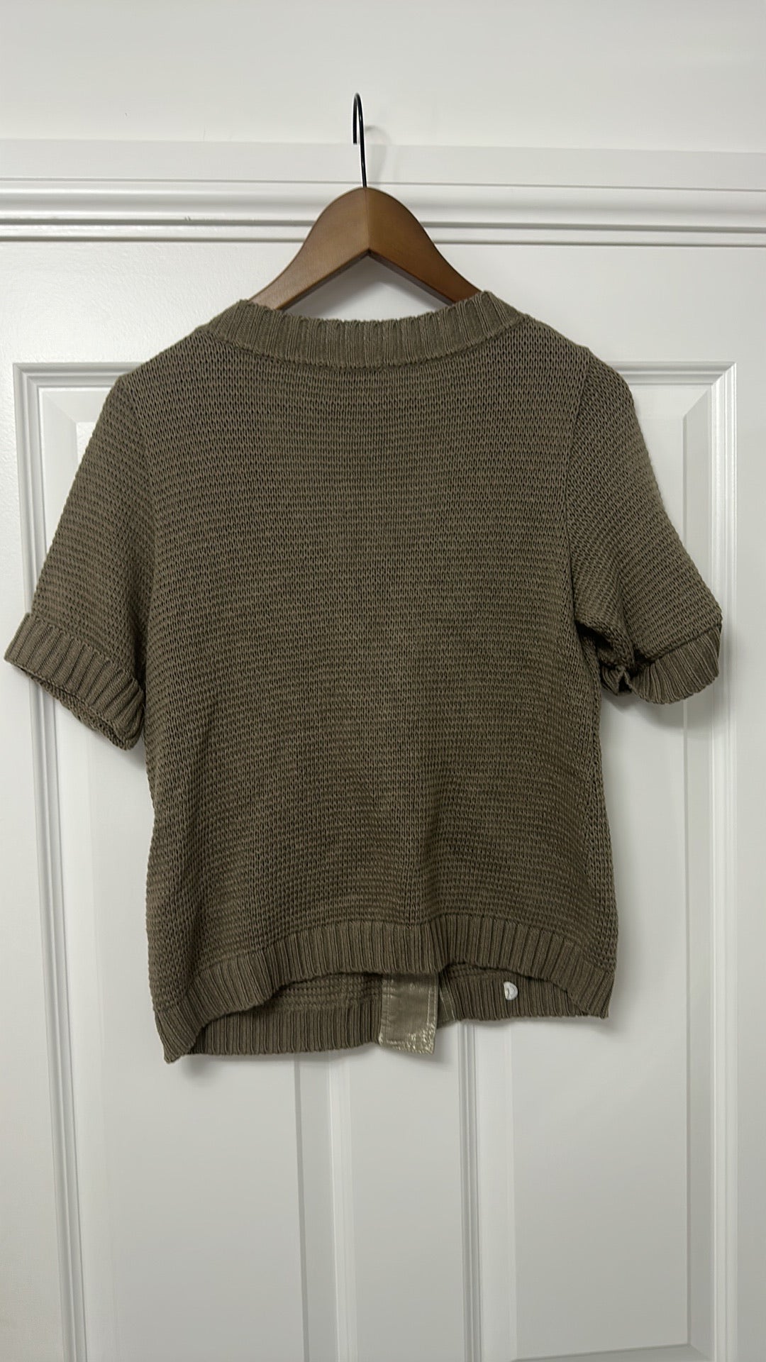 Faber Finest Fashion Taupe Knit Short Sleeve Cardigan Size 36