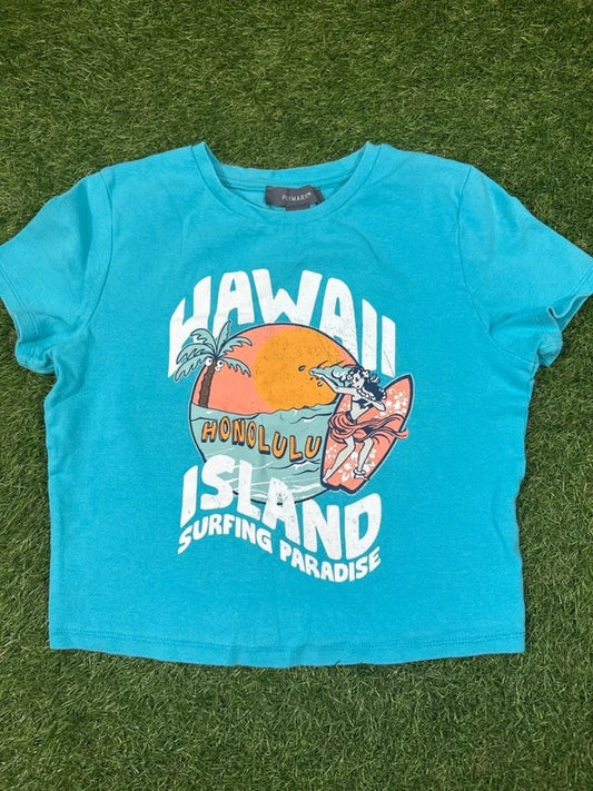 Primark Hawaii Honolulu blue graphic T-shirt - Small UK 10/12