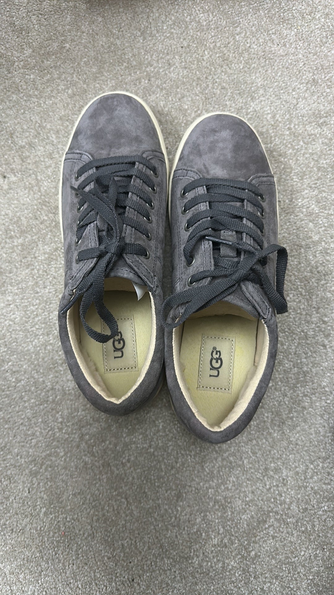 UGG Tomi Suede Lace-Up Sneakers in Charcoal Grey - Brand New In Box size 6.5