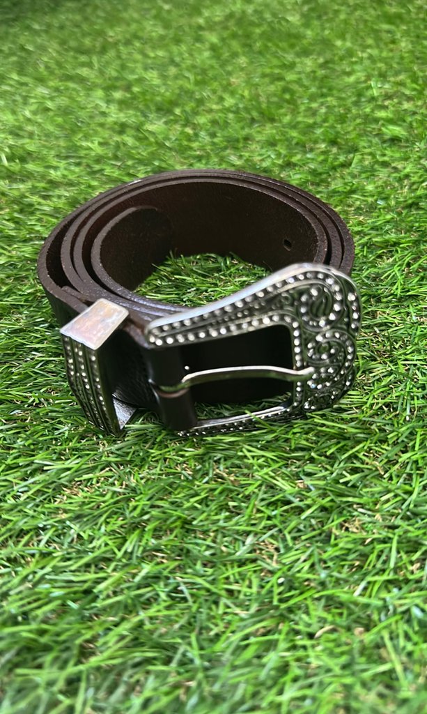 Joseph Brown Leather Belt with Embellished Buckle