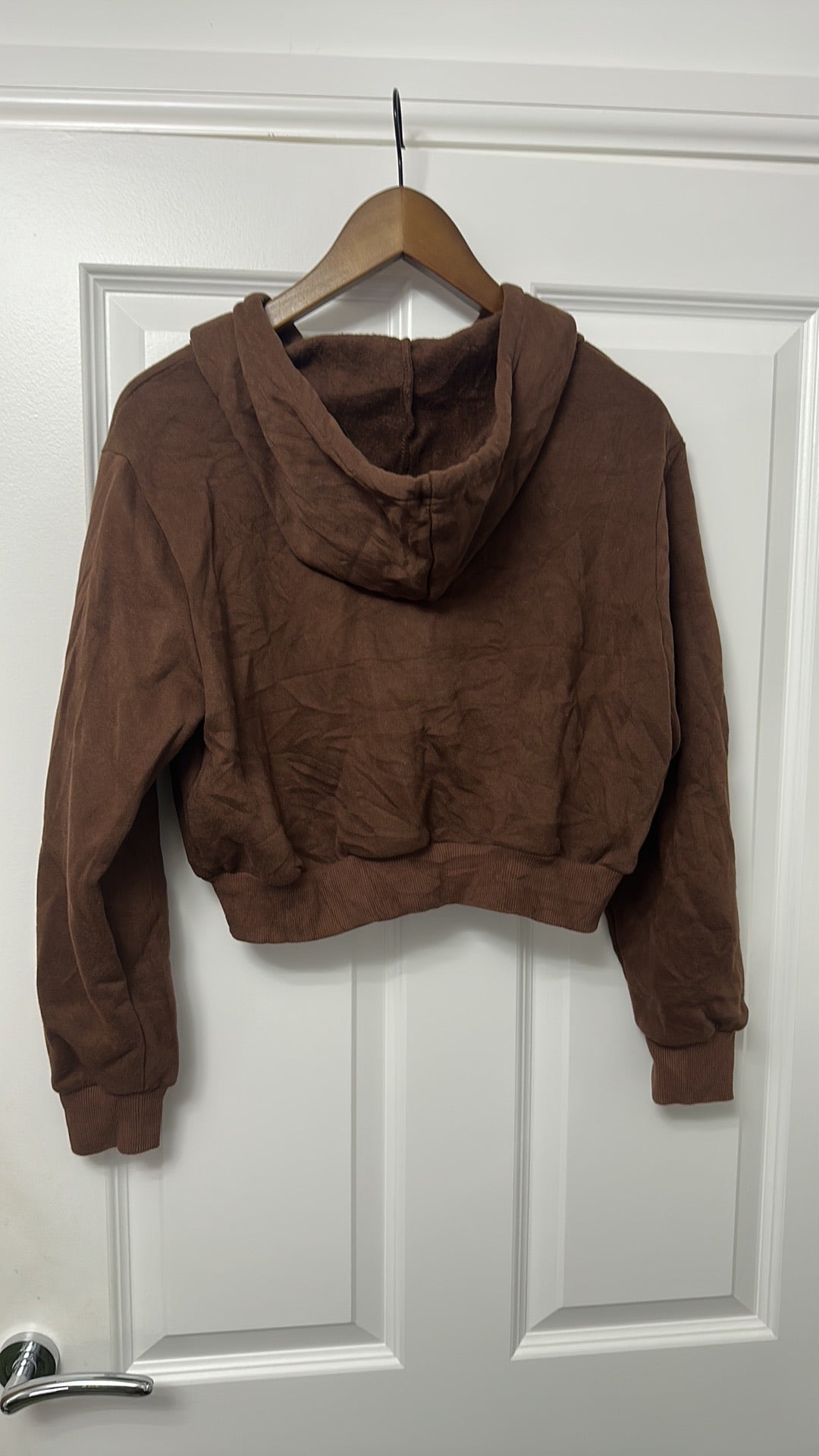 SHEIN Chocolate Brown Cropped Zip-Up Hoodie size Medium