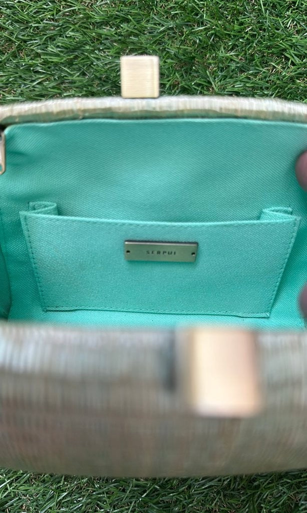 Serpui Woven Clutch Bag with Chain Strap